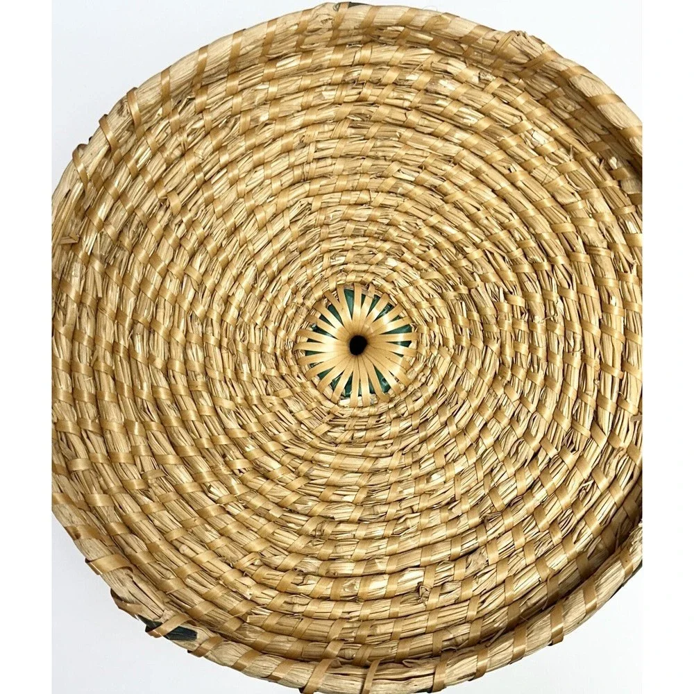 Hand Woven Knitting‎ Basket w/ Hole Basket Yarn Bowl Sweet grass Woven 12”W